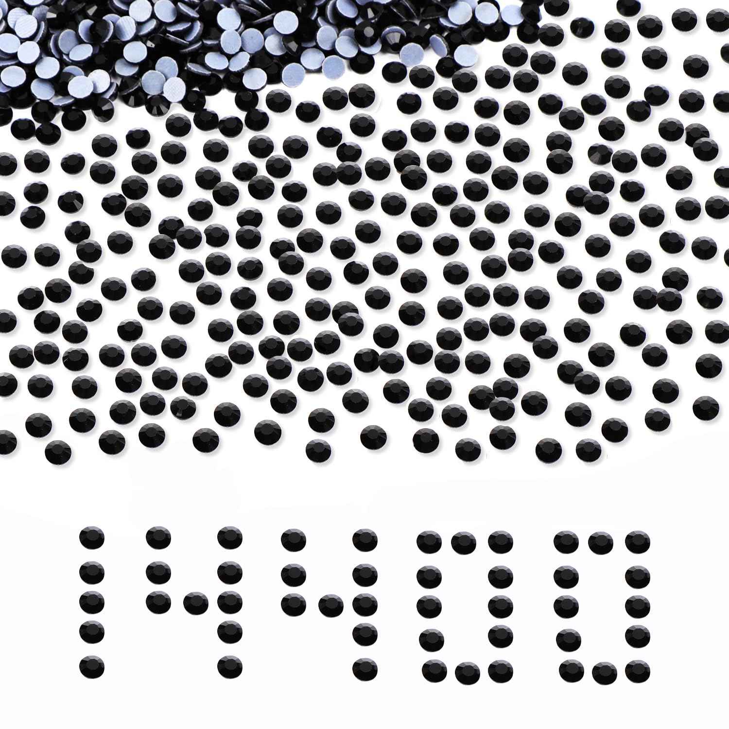 NCB 14400pcs Hotfix Crystal Rhinestones for Clothes Crafts, Hot Fix Bulk Flatback Crystals, Iron on Hotfix for DIY Decoration 100 Gross (Black, ss6/14400pcs)
