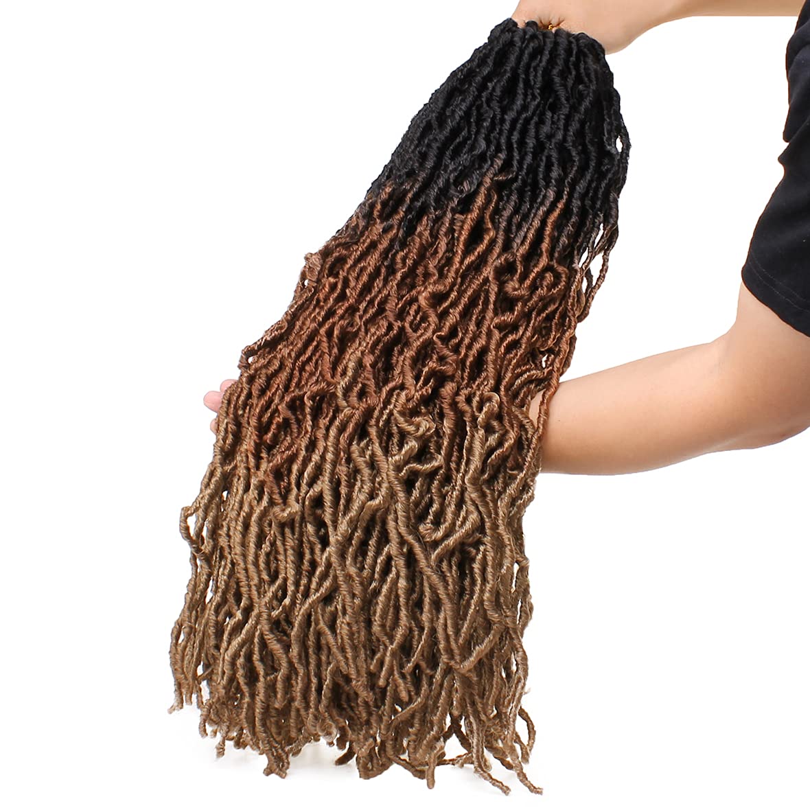 Xtrend 2 Packs New Faux Locks Crochet Braids Hair 24 Inch Most Natural Soft Locks Crochet Hair Extend Synthetic Braiding Hair 18 Strands Hair Extensions For Women 1B3027#