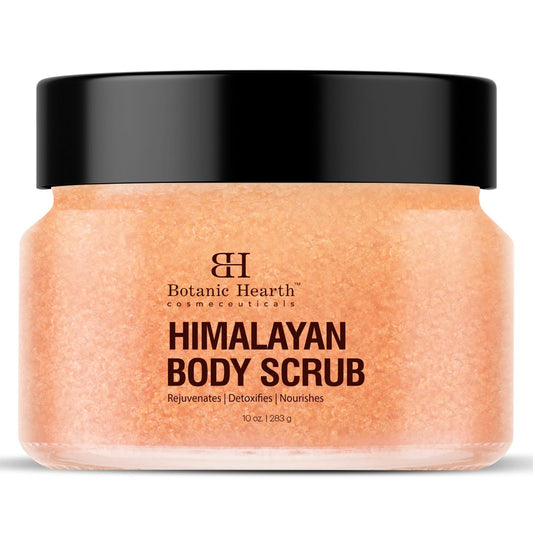 Botanic Hearth Himalayan Salt Body Scrub with Lychee Oil, Exfoliating Body Scrub act as Body Exfoliator & helps with Moisturizing Skin, Acne, Cellulite, Dead Skin Scars, Wrinkles 10 oz