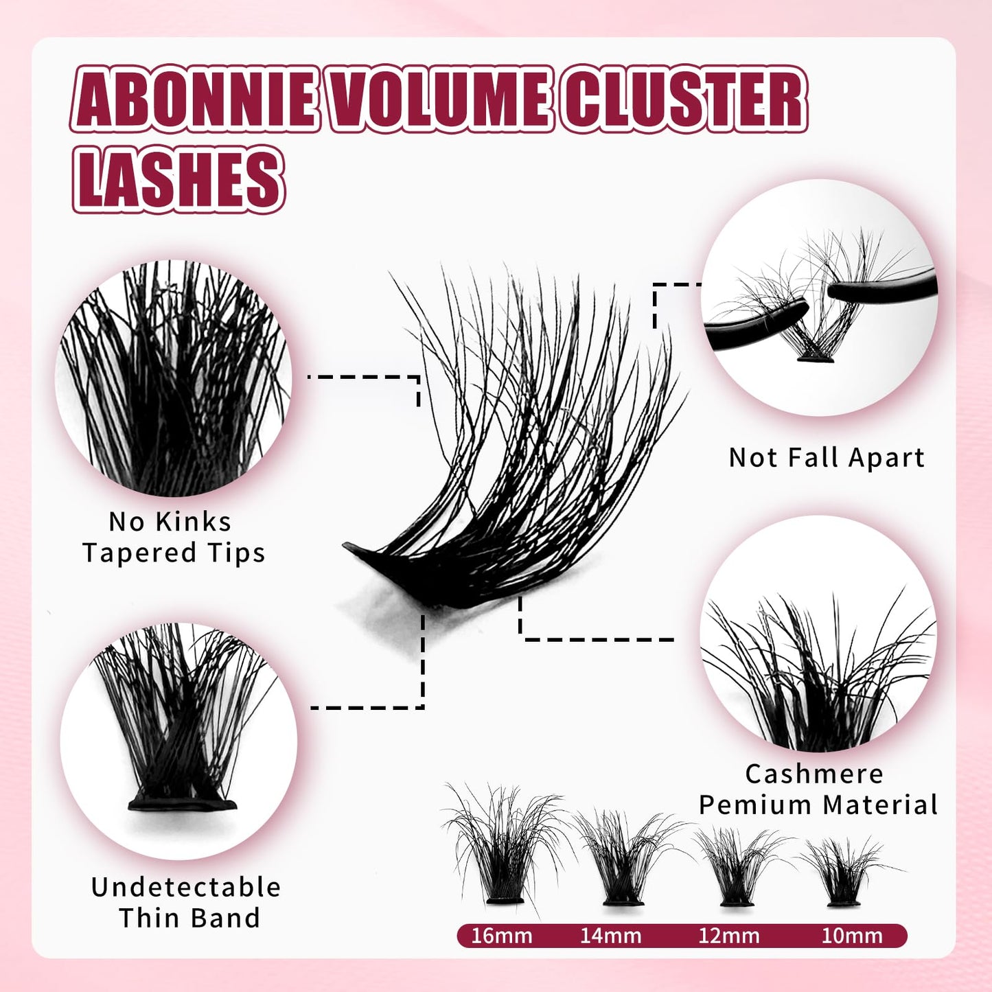 ABONNIE DIY Lash Extension Kit,Cluster lash Extensions Kit, 10-16mm Mix Wispy Lash Clusters, 60+80D Curl Lash Clusters Kit with Bond and Seal and Tweezer and Remover,at Home Lash Extensions Kits