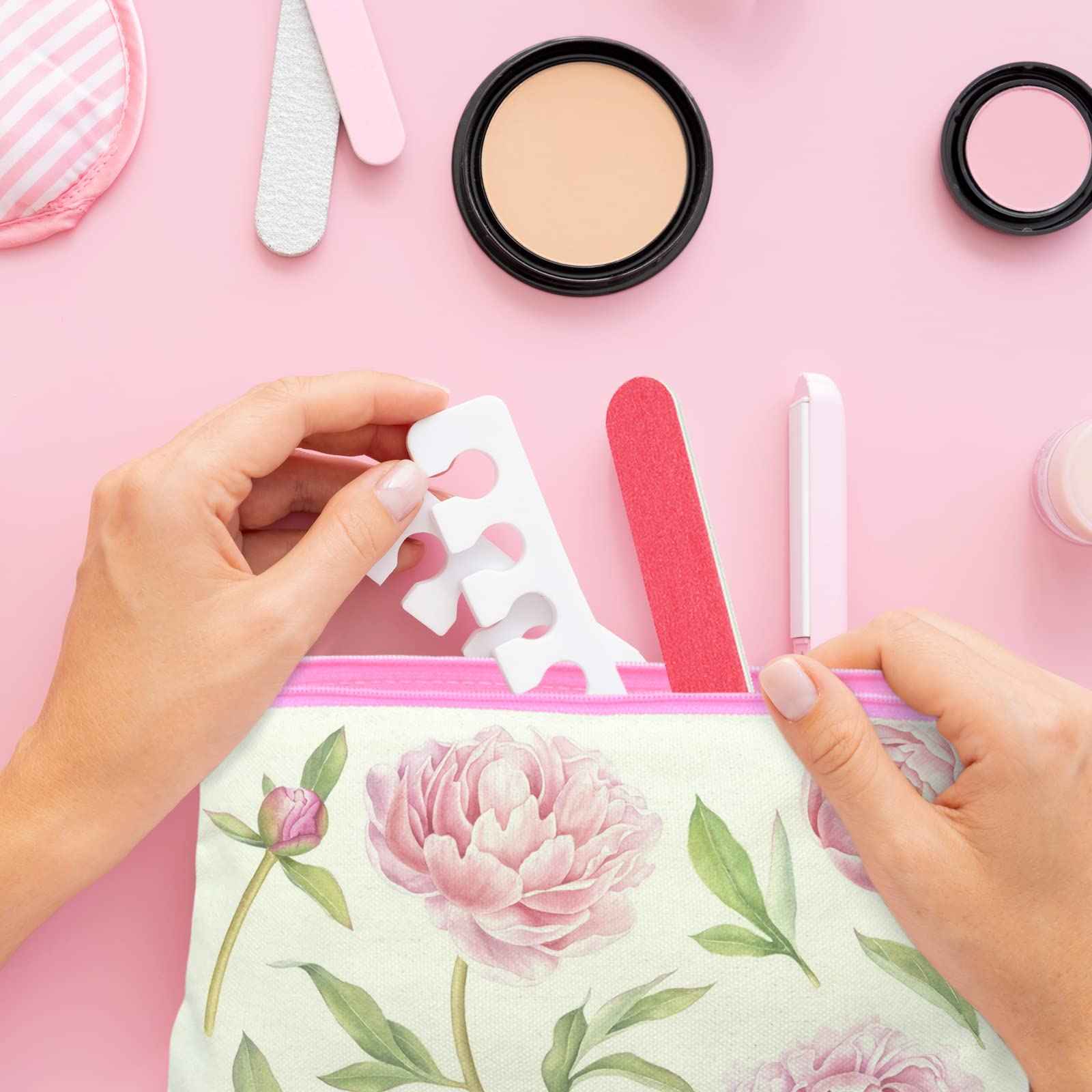 ZeeDix 12 Packs 8.3 x 5 inches Blank DIY Craft Bag Canvas Zipper Pouch- Beige Canvas Makeup Zipper Pouch Bags Multipurpose Cosmetic Bag, Travel Toiletry Bag for Storage