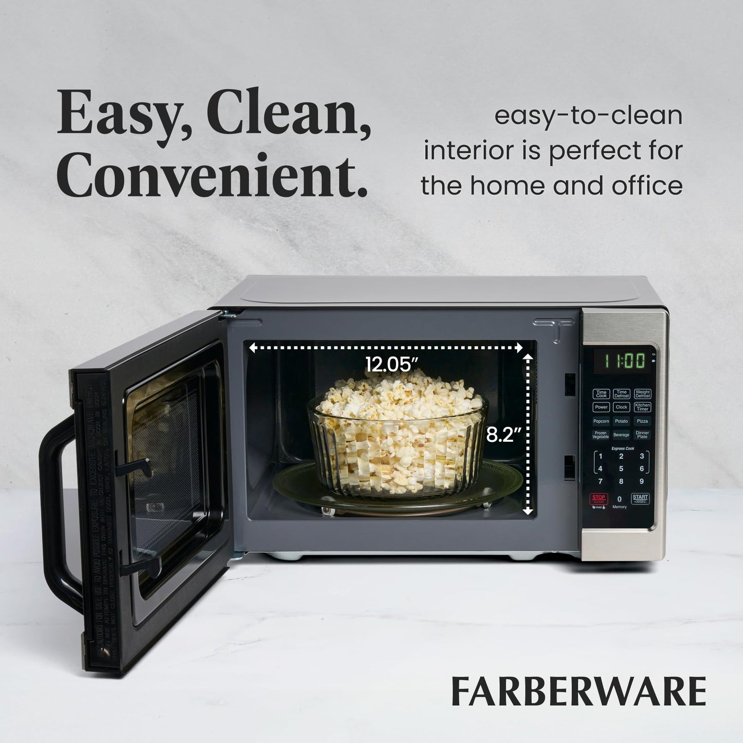 Farberware Countertop Microwave 700 Watts, 0.7 Cu. Ft. - Microwave Oven With LED Lighting and Child Lock - Perfect for Apartments and Dorms - Easy Clean Stainless Steel