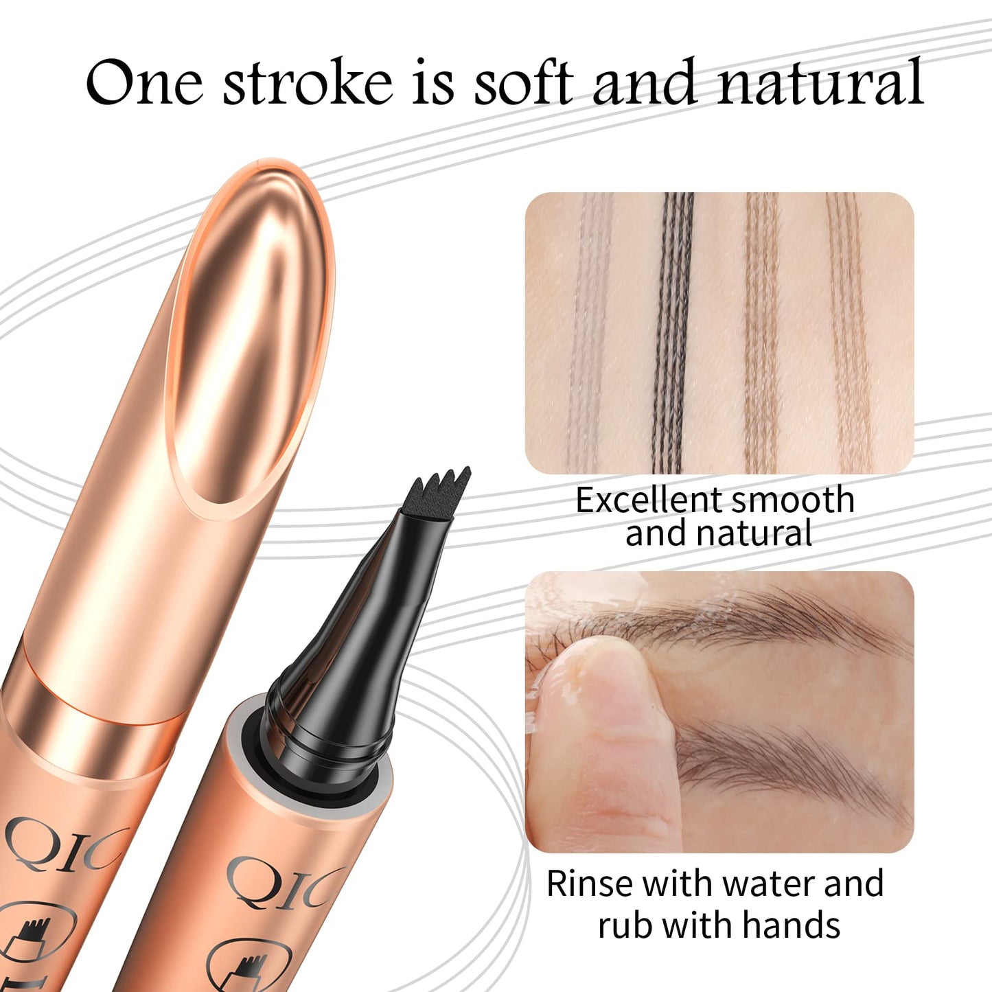 Yulinlon Q706 Eyebrow Pen, 4 Tipped, Precise, Long-lasting, Waterproof Eyebrow Makeup (3#Grey)