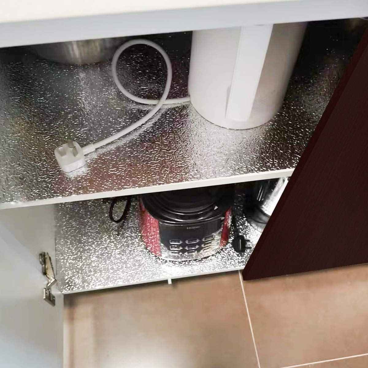 16"x354" Silver Contact Paper Metallic Look kitchen Backsplash Peel and Stick Wallpaper Oil Proof Waterproof Aluminum Foil Wall Sticker Adhesive Paper for Cabinets Shelf Liner Removable Heat Resistant