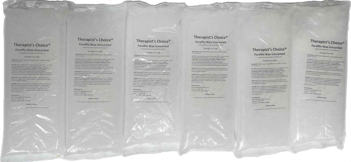 Therapist’s Choice Paraffin Wax Refill, Fragrance Free, Six 1-Pound Paraffin Blocks, Non-Greasy, Moisturizing for Soft & Healthy Skin, Unscented, 6 Pounds