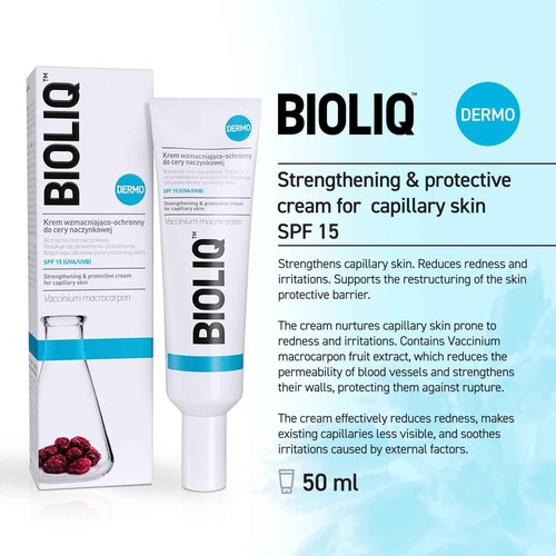 Bioliq - Dermo Strengthening & Protective Cream for Capillary Skin SPF 15 - With Vaccinium Macrocarpon Fruit Extract & Shea Butter - 30ml