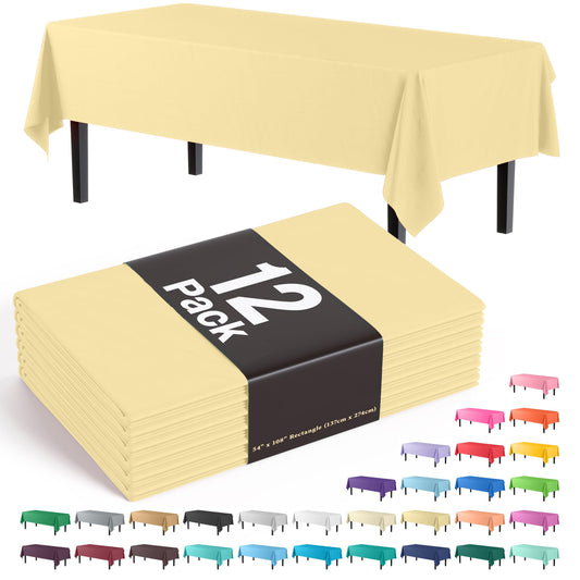 Exquisite *Premium* Light Yellow Table Cover 12 Pack