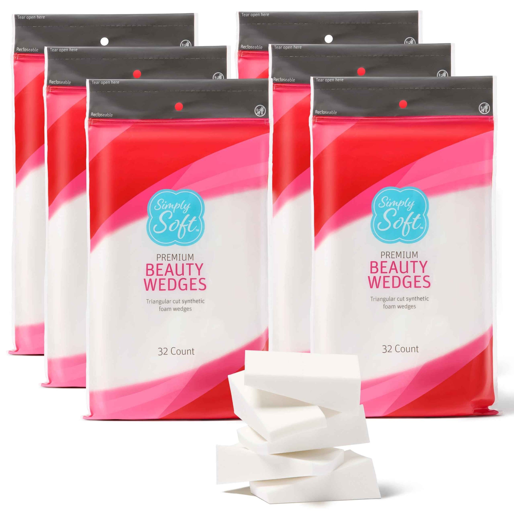 Simply Soft Premium Beauty Wedges, 192 Count, Blend & Smooth Cosmetics, Precise Edges, For Makeup Application or Removal, Foundation, Blush, Eye Shadow, Latex-Free Skin Care