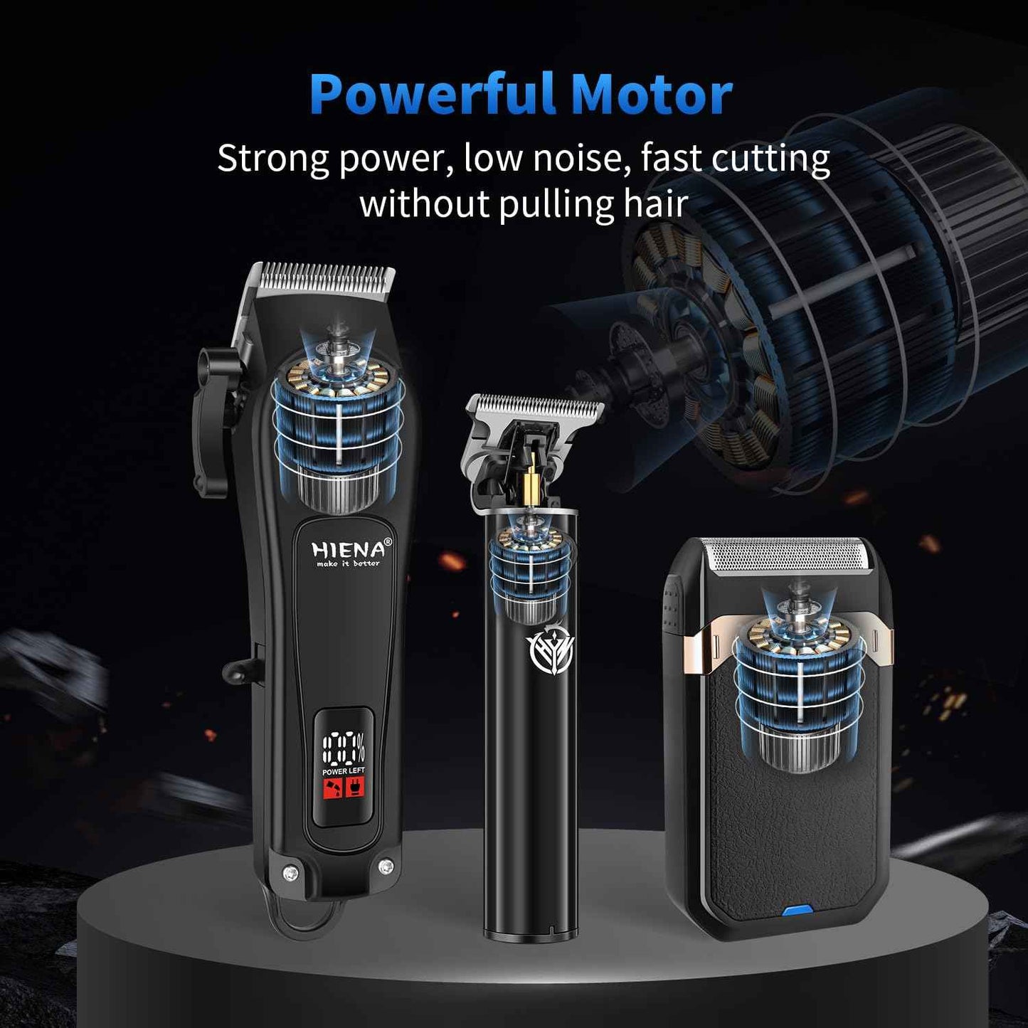 HIENA PRO Professional Hair Clipper Set & Trimmer Kit for Men, Cordless Barber Clippers, Electric Beard Trimmer Foil Shaver & Men's Facial Grooming Tool Kit, Gifts for Men (267+003A+814)