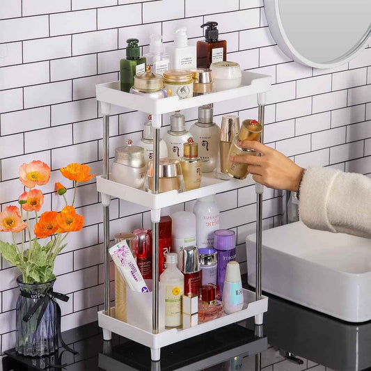 Body Spray Organizer, 3 Tier Bathroom Counter Organizer Acrylic White Corner Makeup Organizers Bathroom Organizers Countertop Counter Vanity Tray Corner Shelf Lotion Organizers For Skincare Comestics