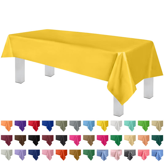 Grandipity Yellow 12 Pack Premium Disposable Plastic Tablecloth 54 Inch. x 108 Inch. Decorative Rectangle Table Cover