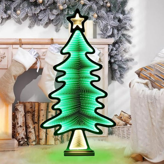 3ft Christmas Tree for Christmas Decorations Indoor, 3D Large Artificial Lighted Christmas Tree Home Decor, Whimsical Acrylic Trees w/WoodenBase & LED Lights for Home, Office, and Xmas Party Decor