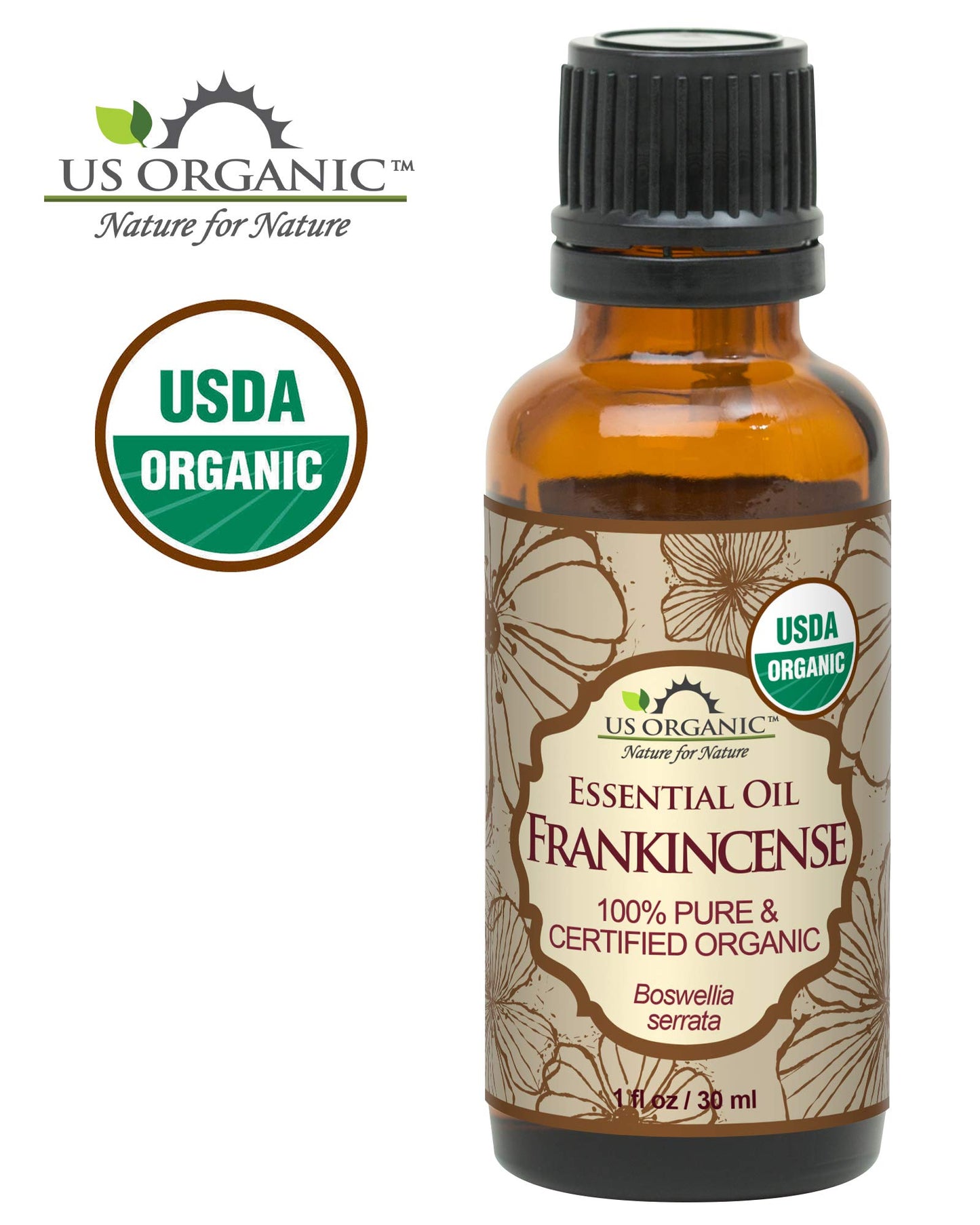 US Organic 100% Pure Frankincense Essential Oil, USDA Certified Organic, Steam Distilled, Boswellia serrata, Sourced from India, Topically or in Diffuser, Perfect for Aging Skin (30 ml)