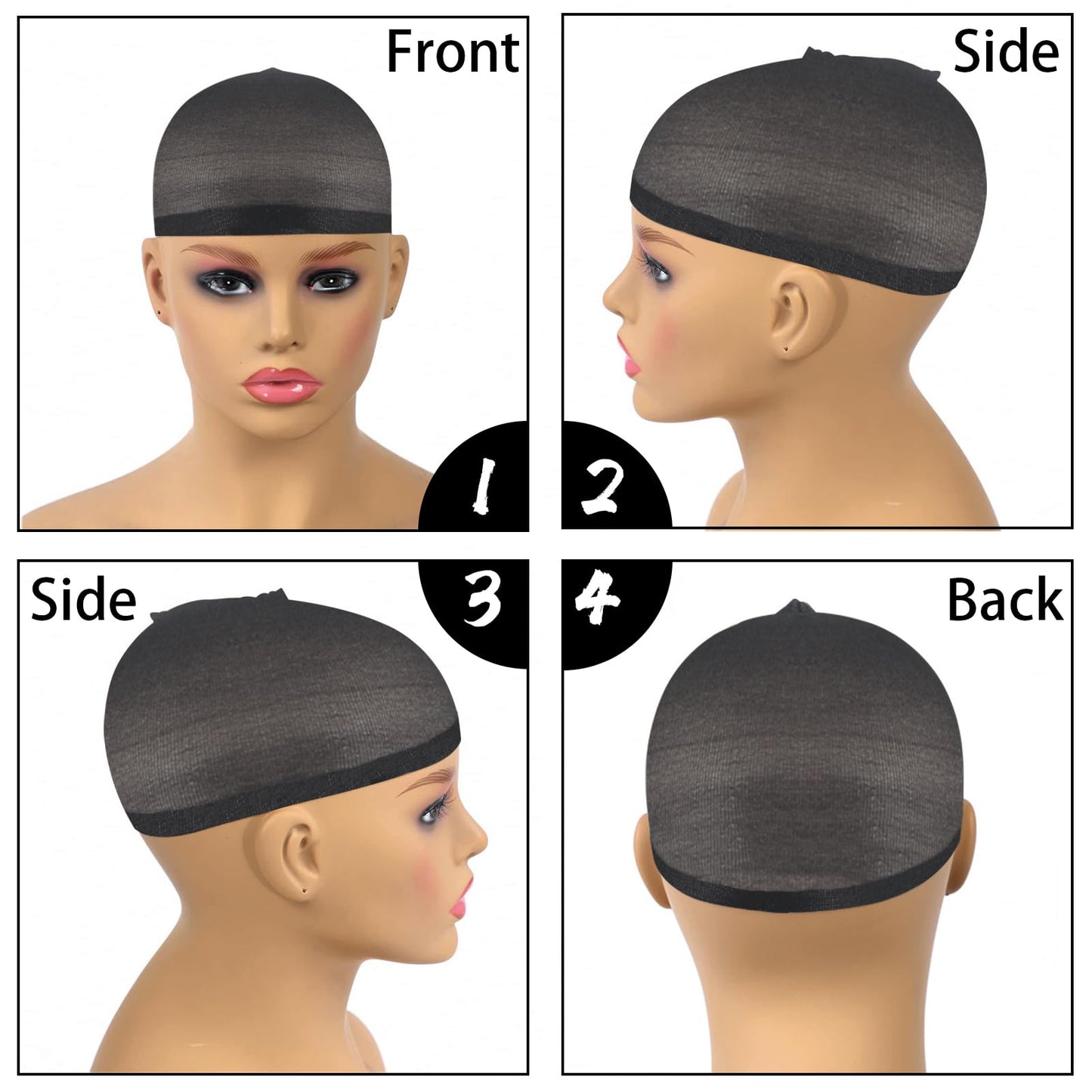 Goiple Wig Cap for Lace Front Wig Stretchy Nylon Wig Caps, Wig Cap for Women Bold Cap for Men Lace Front Wig Skin Tone Stocking Cap for Wigs Thin Wig Cap 8 Pieces (Black)