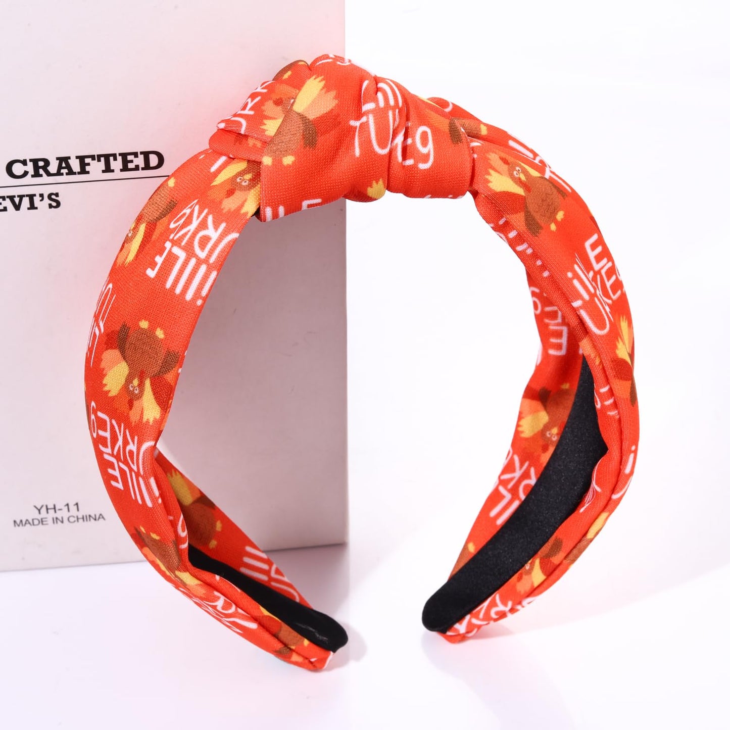 vokone Thanksgiving Fall Headbands for Women Turkey Knotted Headband Statement Wide Hairband Autumn Costume Headwear Accessories