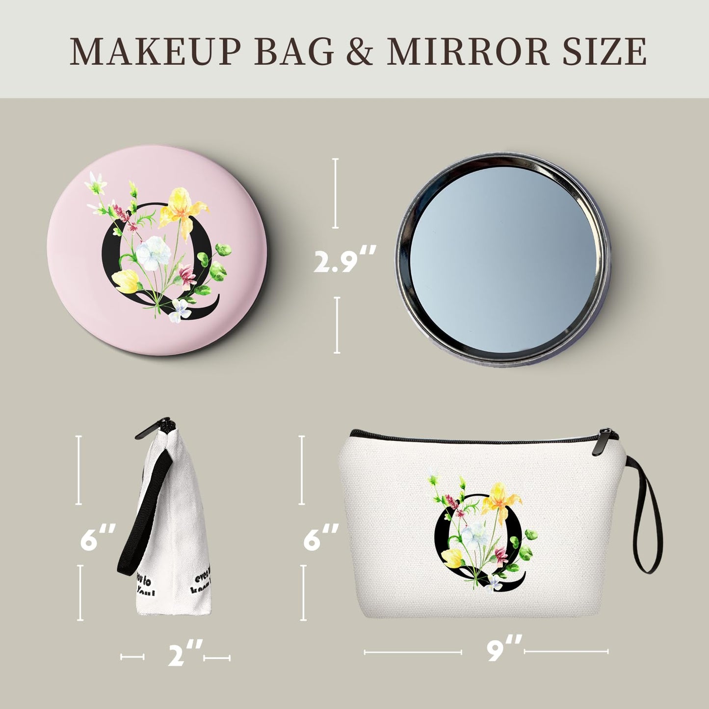 Personalized Makeup Bag,Gifts for Moms Birthday,Bridesmaid Gifts,Custom Makeup Bag with Mirror,Gifts for Woman Unique,Sister Gifts,Gifts for Young Women,Mothers day Gifts,Personalized Gifts,(Q)