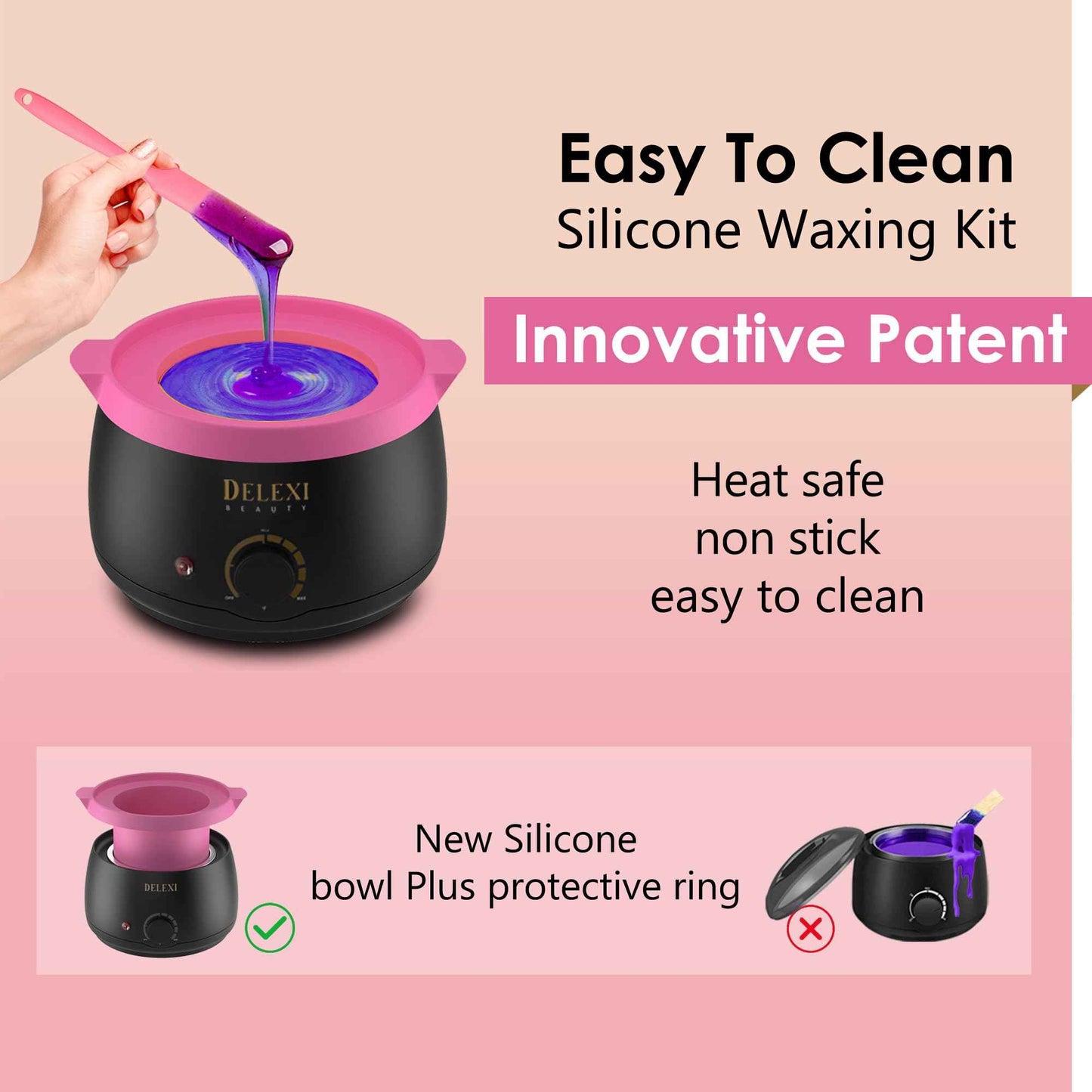 DELEXI Premium Waxing Kit for Sensitive Skin – Painless Hard Wax Beads, Safe Wax Warmer, Pre/Post Care Spray, Salon-Grade Results at Home for Face, Bikini, Brazilian & Full Body