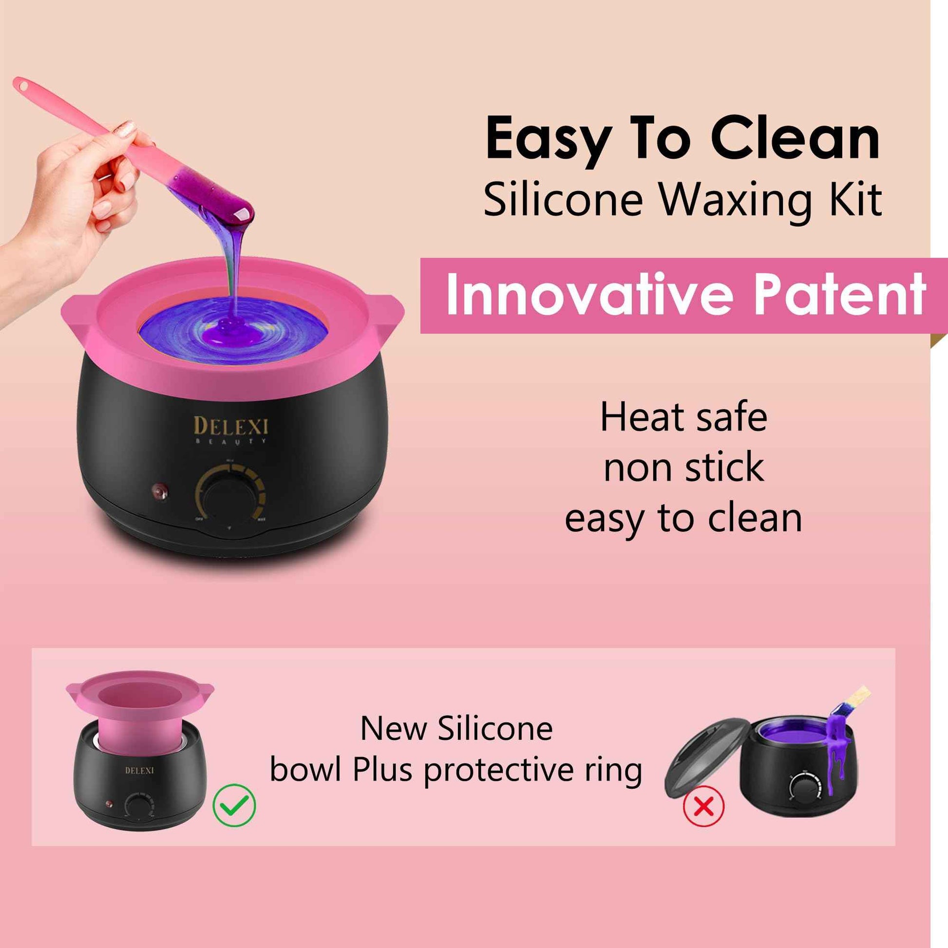 DELEXI Premium Waxing Kit for Sensitive Skin – Painless Hard Wax Beads, Safe Wax Warmer, Pre/Post Care Spray, Salon-Grade Results at Home for Face, Bikini, Brazilian & Full Body
