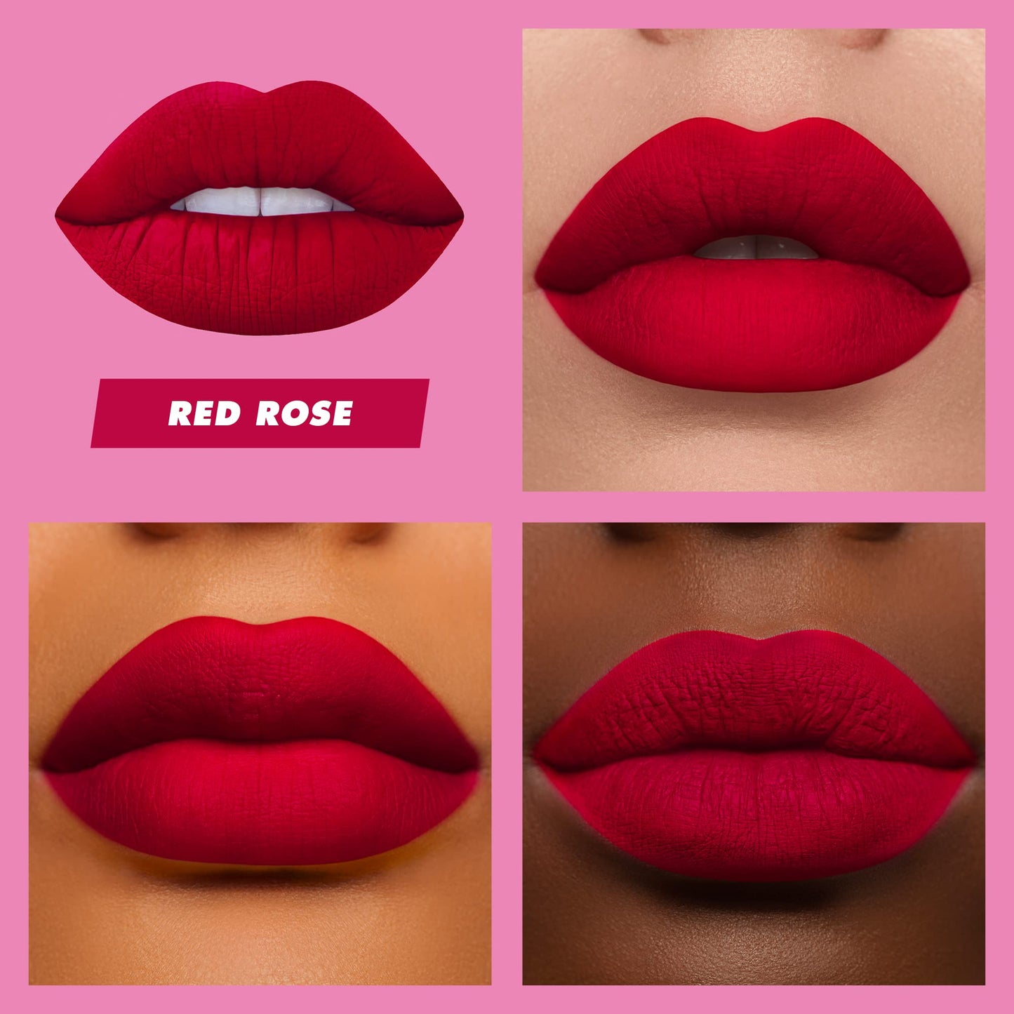 Lime Crime Velvetines Liquid Matte Lipstick, Red Rose (Ruby Red) - Bold, Long Lasting Shades & Lip Lining - Stellar Color & High Comfort for All-Day Wear - Talc-Free & Paraben-Free