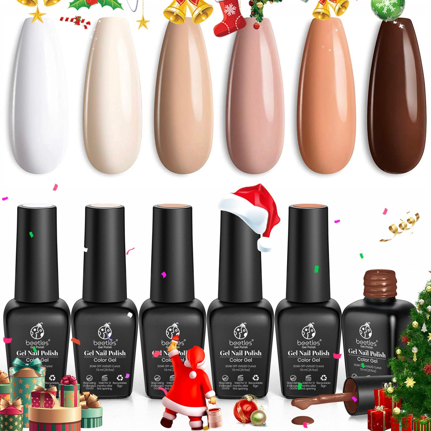 beetles Gel Polish Nail Set 6 Colors Sandstorm Collection Nude Pink Peach Brown Natural Manicure Kit Soak Off Uv Led Lamp Needed for Women Gift Diy Home