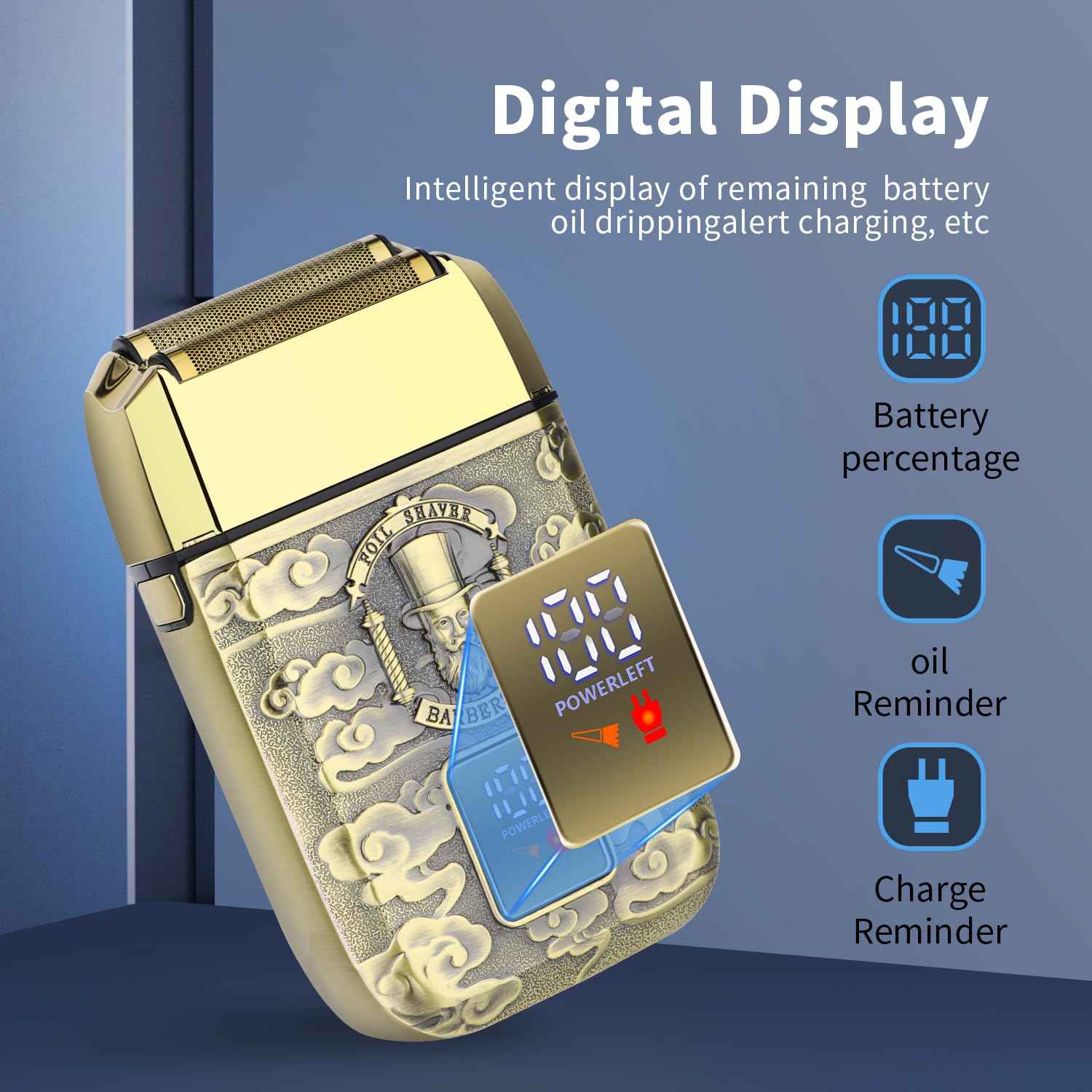 HIENA PRO Professional Foil Shaver for Men, Reciprocating Electric Beard Trimmer, Cordless Bald Head Precision Trimmer with LED, Perfect Gifts for Men(GM)