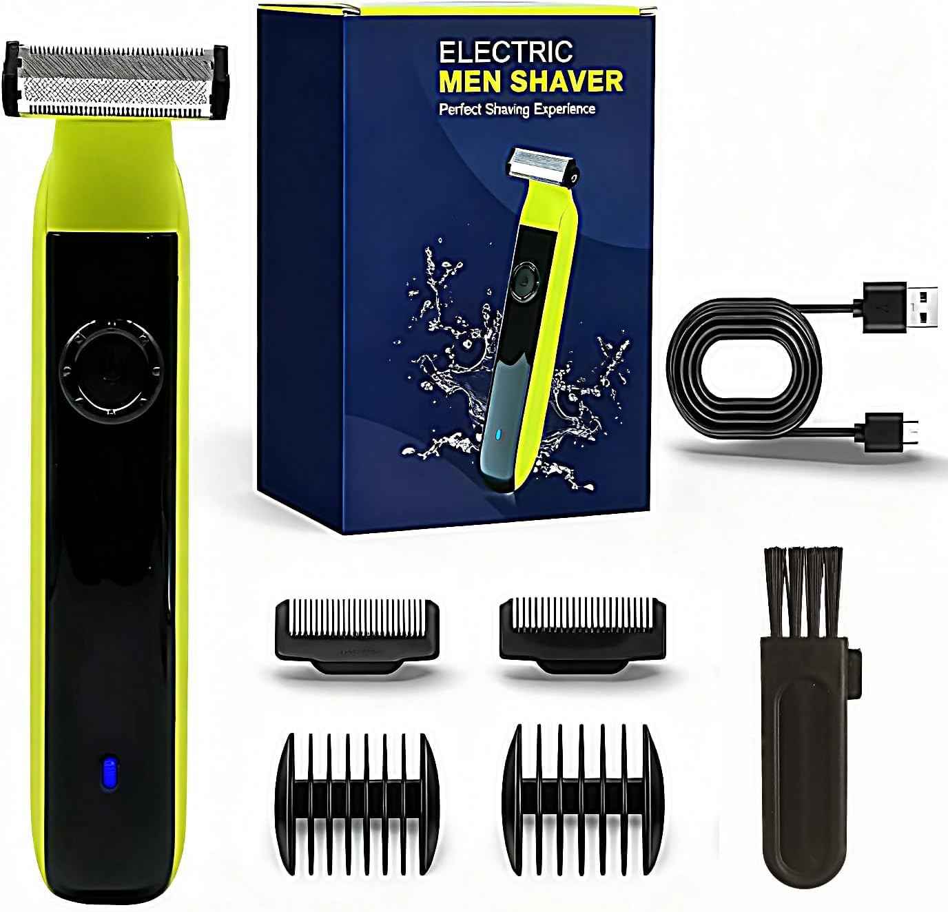 2025Beard & Body Hair Trimmer for Men [All-in-One] USB-C Fast Charging, Adjustable Comb,Groin & Ball Hair Painless Electric Shaver, Travel Razors, Dry Cordless Foil Shavers Low Noise