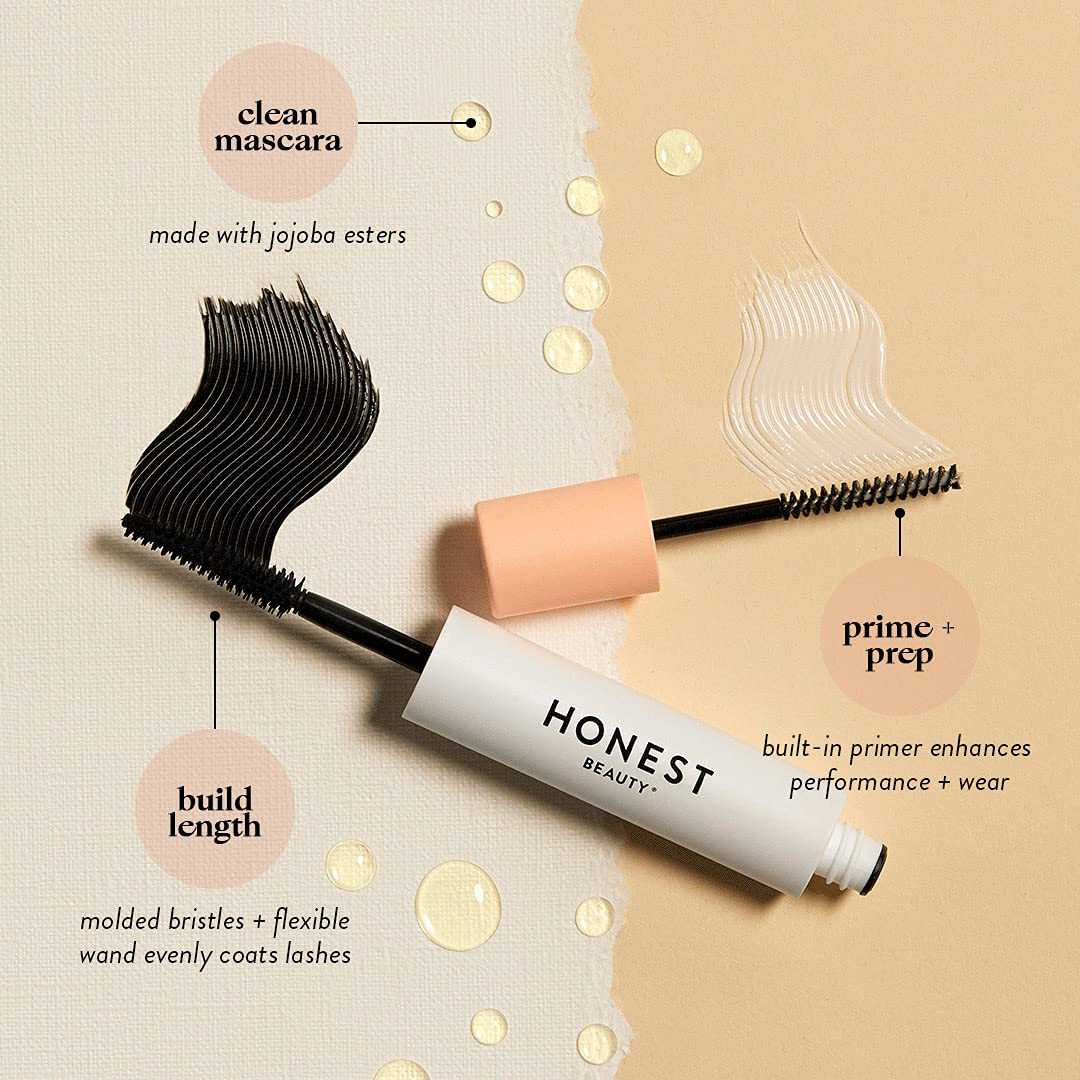 Honest Beauty Extreme Length Volumizing Clean Mascara + Moisturizing Tinted Lip Balm in Summer Melon Bundle | EWG Verified + Cruelty Free | 0.27 fl oz, 0.14 oz