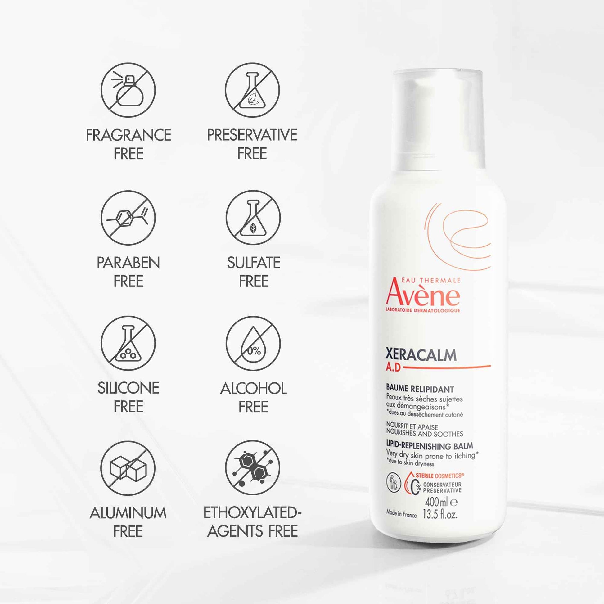Avène XeraCalm A.D Lipid-Replenishing Balm, Atopic Dermatitis, Eczema-Prone, No Preservatives, Fragrance-Free, 6.7 Oz