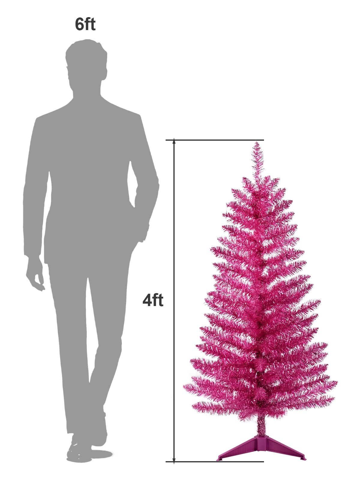 Kadunmina 4FT Artificial Christmas Tree with Stand Halloween Tree Small Christmas Tree Easy to Assemble Pink Christmas Tree with 122 Branch Tips for Indoor and Outdoor