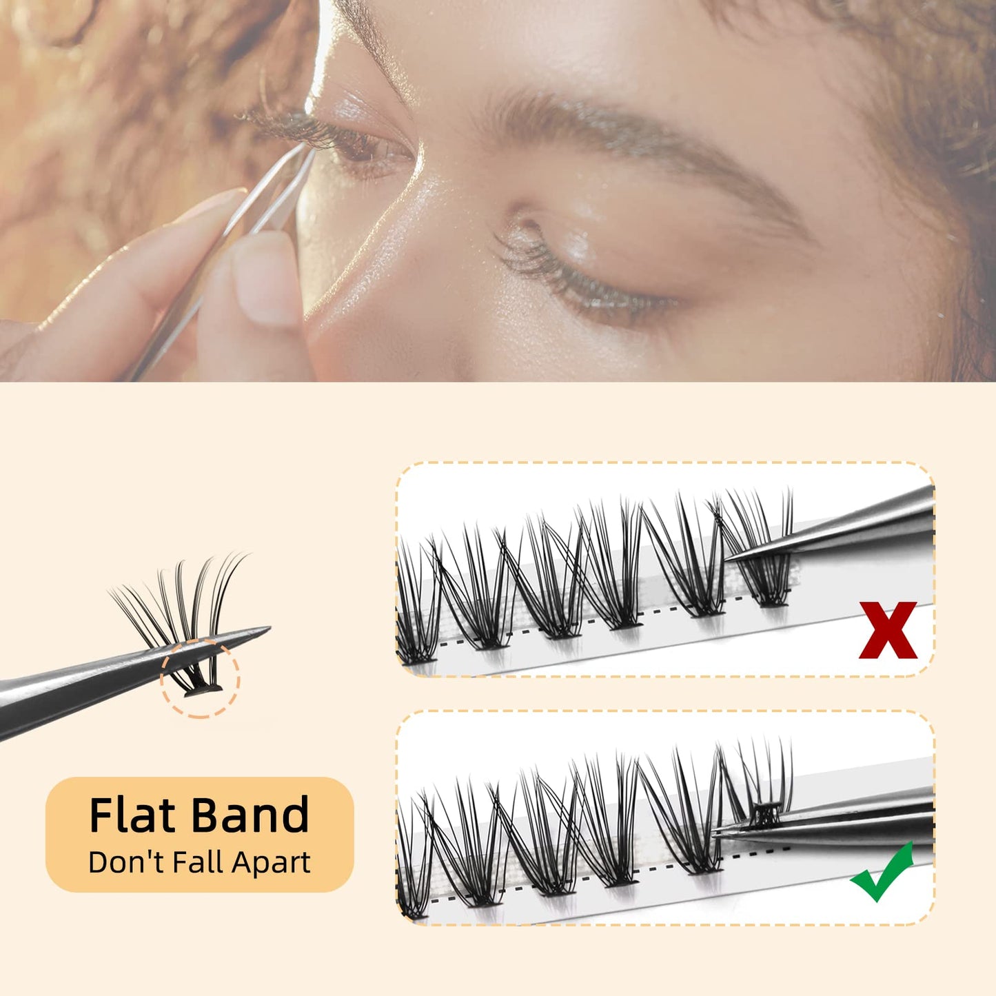 QUEWEL Cluster Lashes 240Pcs Individual Lashes 20D 0.07C Curl 16mm Knot-Free Lash Extensions Clusters Lashes Soft&Natural False Eyelashes Individual DIY Eyelash Extension at Home(20D 0.07C 16)