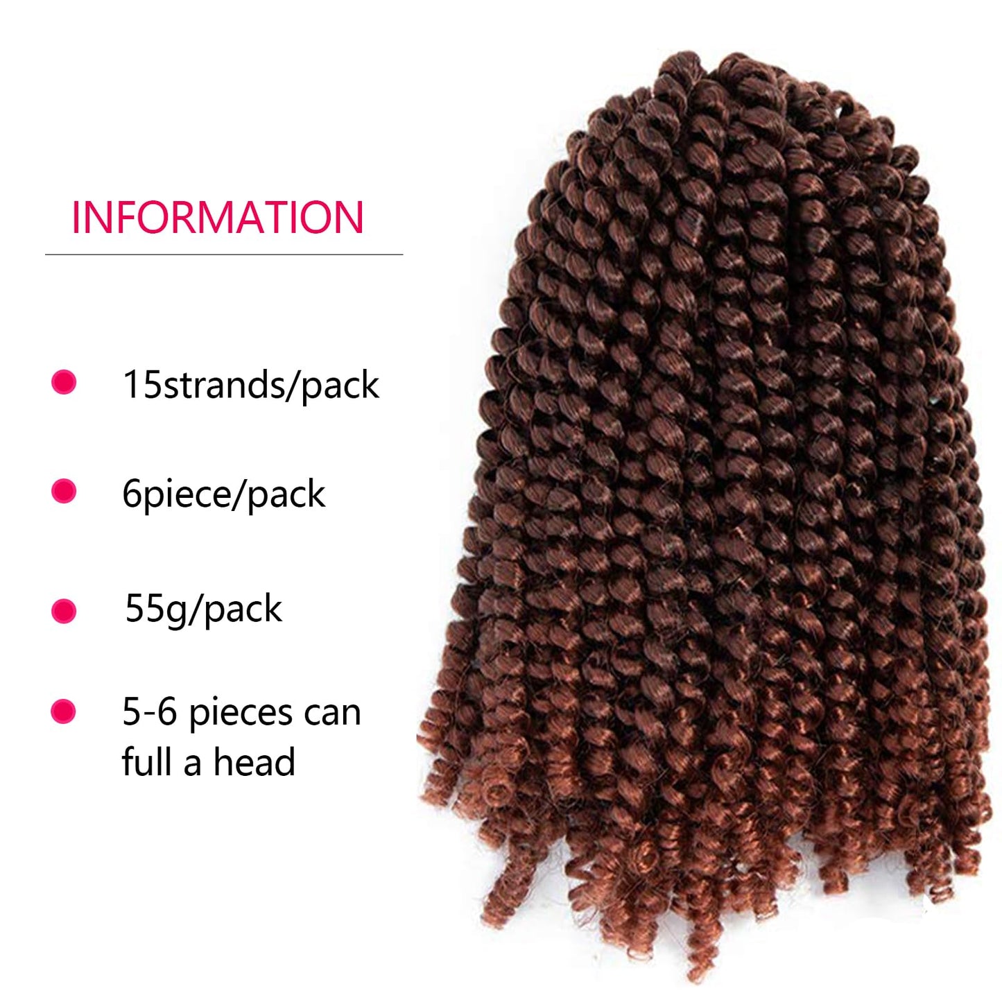 6 Pack Spring Twist Crochet Braiding Hair 10 Inch Bomb Twist Crochet Braids Ombre Colors Low Temperature Kanekalon Synthetic Fluffy Hair Extensions 20 Strands 90g/Pack (10inches, T350#)