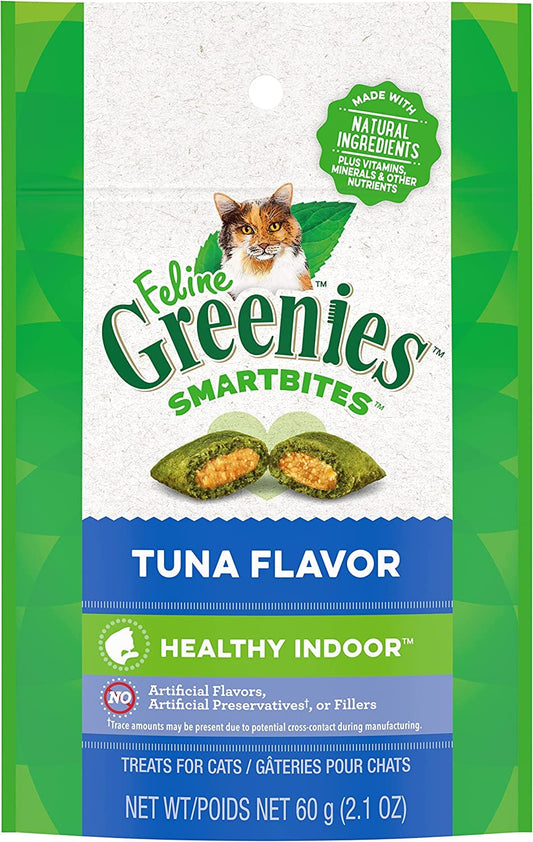 Greenies American Distribution & Mfg 10140G Feline Smartbites Cat Treats, Tuna, Hairball Control, 2.1-oz. - Quantity 1212