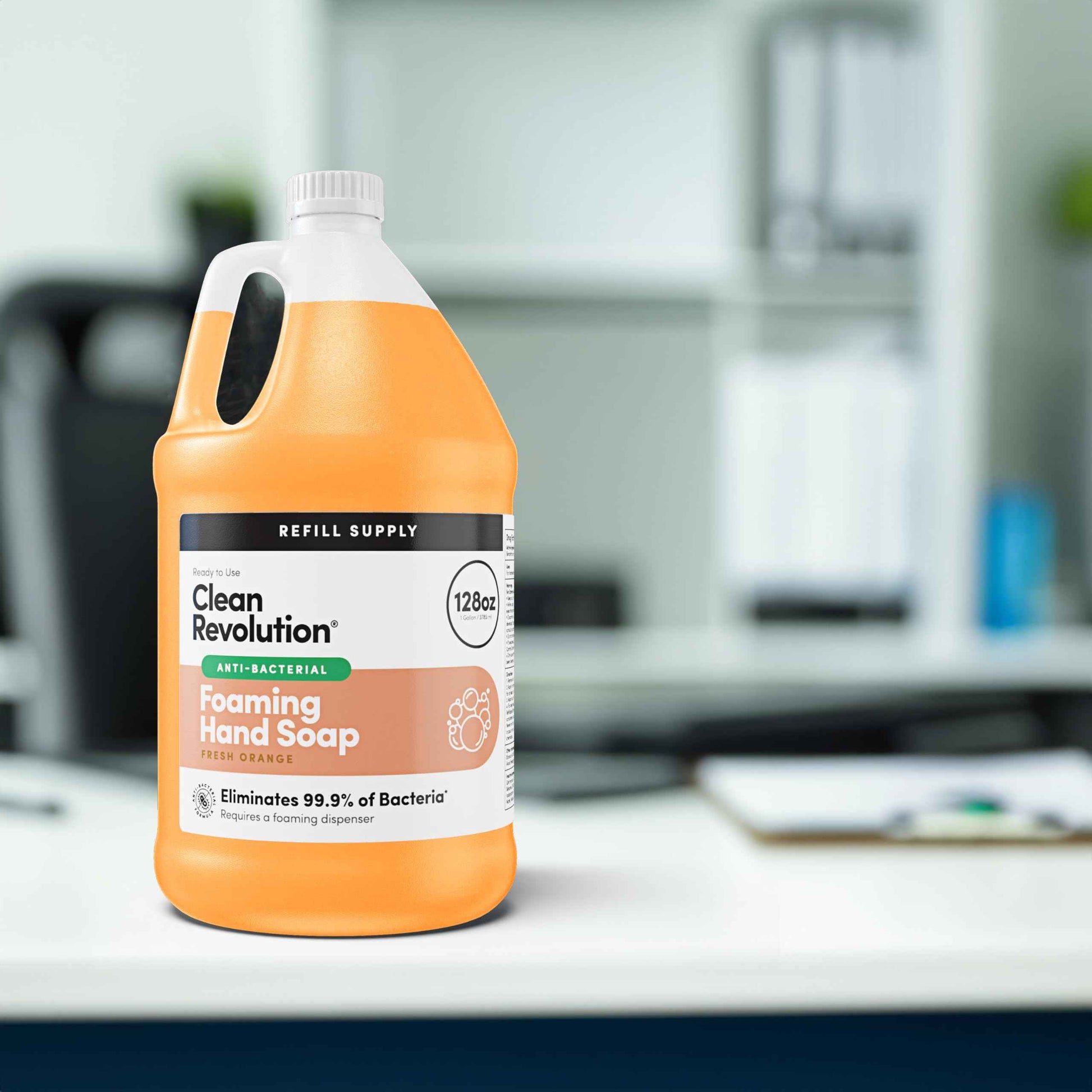 Clean Revolution Antibacterial Foaming Hand Soap Refill, 128 Fl Oz, Fresh Orange Scented - Made in USA