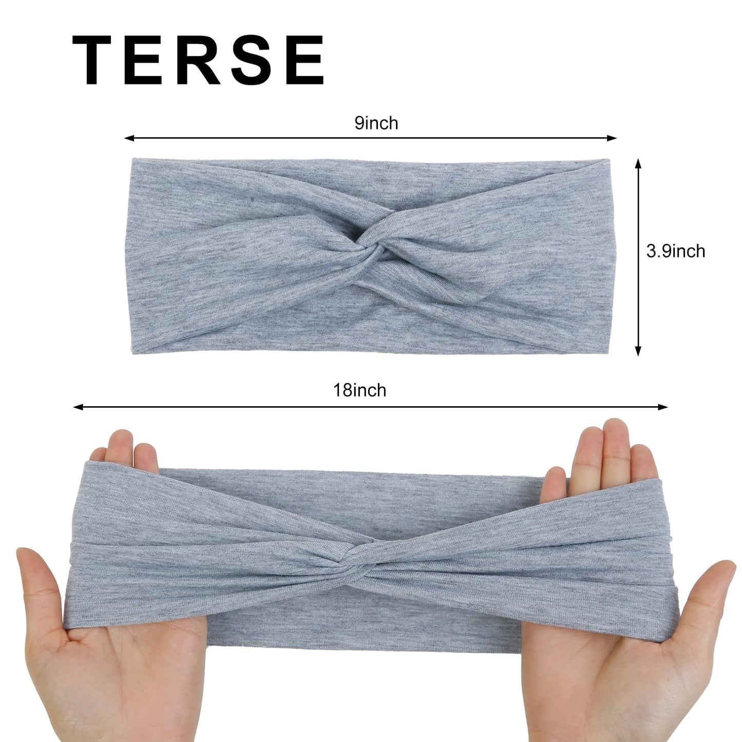 TERSE 6 Pack Headbands for Women Fashion Non Slip Wide Hair Bands Workout Head Wraps