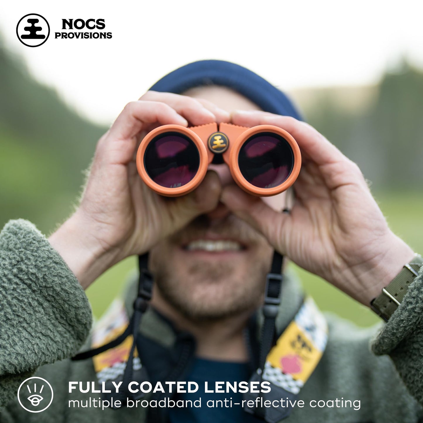 Nocs Provisions Pro Issue 10x42 Waterproof Binoculars, 10X Magnification, Phase Coated Bak4 Prism, Wide View Multi-Coated Lenses for Bird Watching, Wildlife Viewing & Stargazing - Carnelian Orange