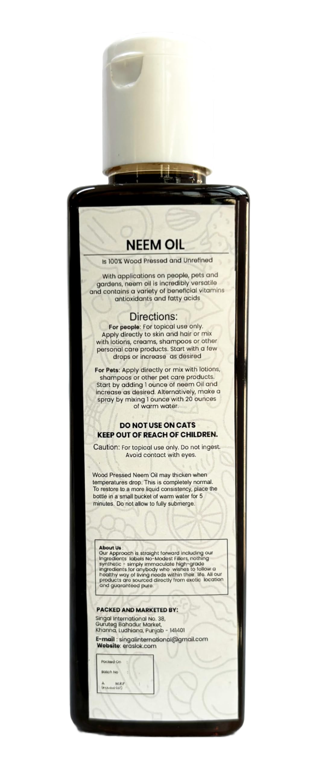 Raslok Pure Natural Neem Oil | Wood Pressed (4, Ounces)