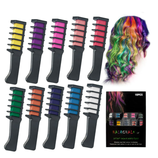 MOKILY 10 Pcs Hair Chalk Comb Pens-New Hair Chalk Comb Temporary Bright Washable Hair Color Dye-Gifts Toys for Birthday Party,Easter,Christmas,Halloween,DIY Cosplay Dress Up (10PCS COLORFUL)