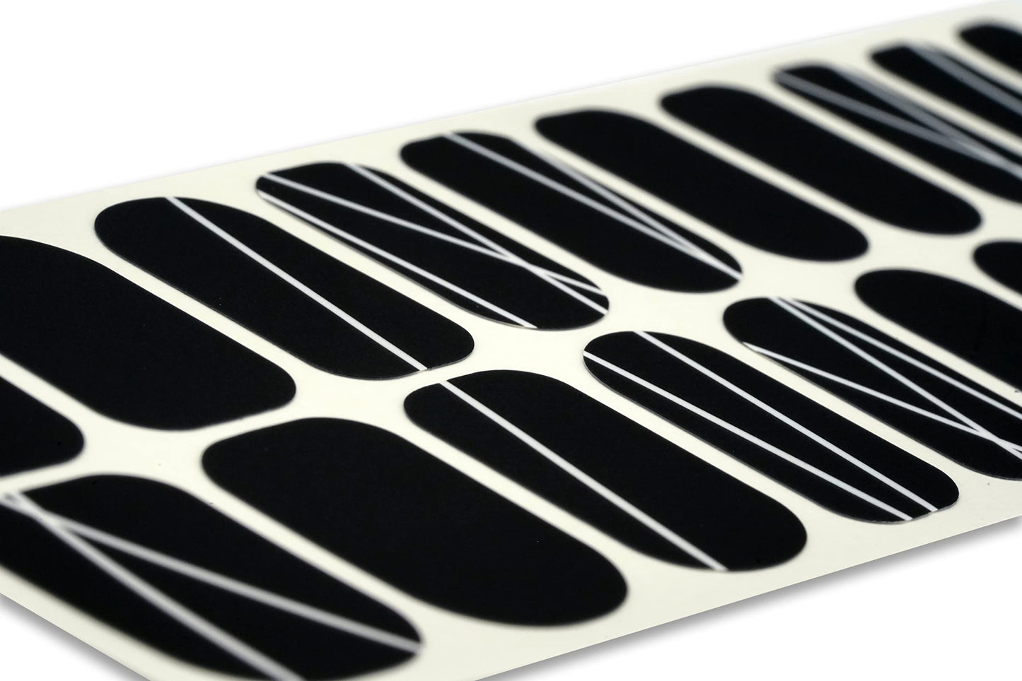 TOUGH GIRLS | 20 Exquisite Gel Nail Polish Strips w/Application Accessories - No UV/LED Lamp Required (Black Matte w/White Lines)