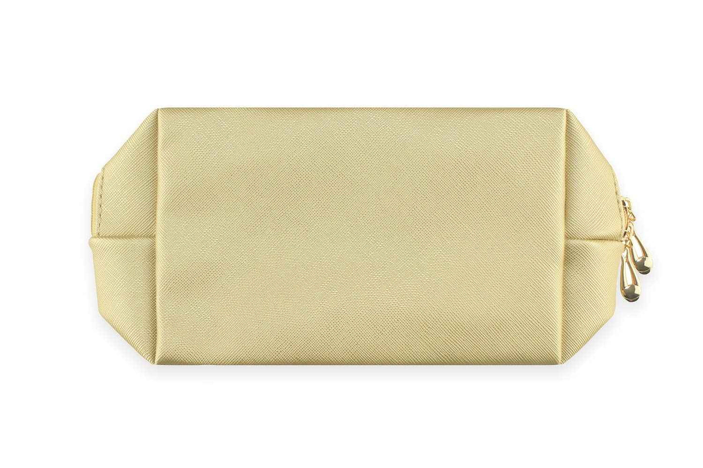 Kososuru Small Makeup Bag Portable Cosmetic Bag for Women Makeup Pouch Waterproof Toiletry Bag for Travel (Gold, Normal)