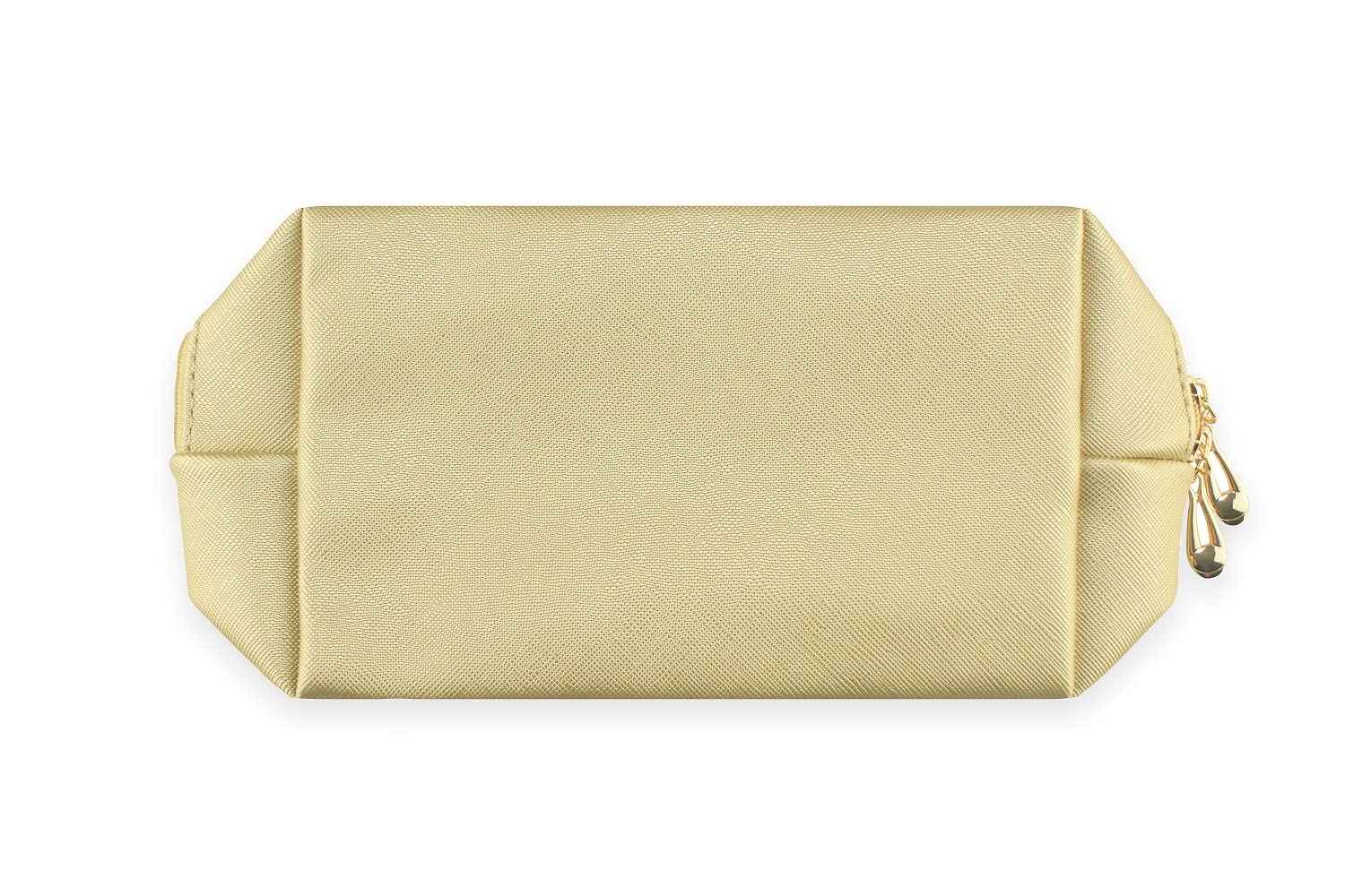 Kososuru Small Makeup Bag Portable Cosmetic Bag for Women Makeup Pouch Waterproof Toiletry Bag for Travel (Gold, Normal)