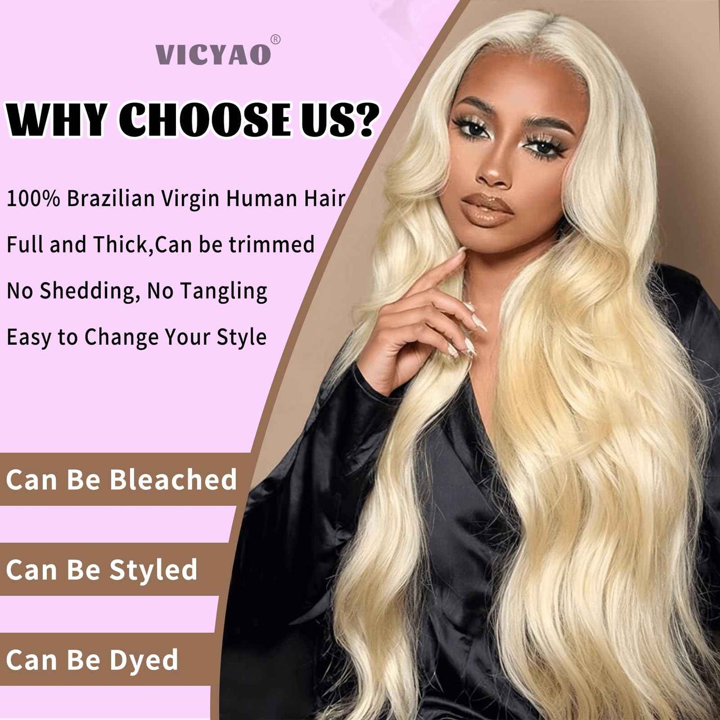 VICYAO 613 Bundles Human Hair 20 Inch Blonde Bundles Human Hair 100% Unprocessed 12A Grade Brazilian Virgin Raw Weave Bundles Human hair 1 Bundles Blonde Body Wave Human Hair Extensions for Women