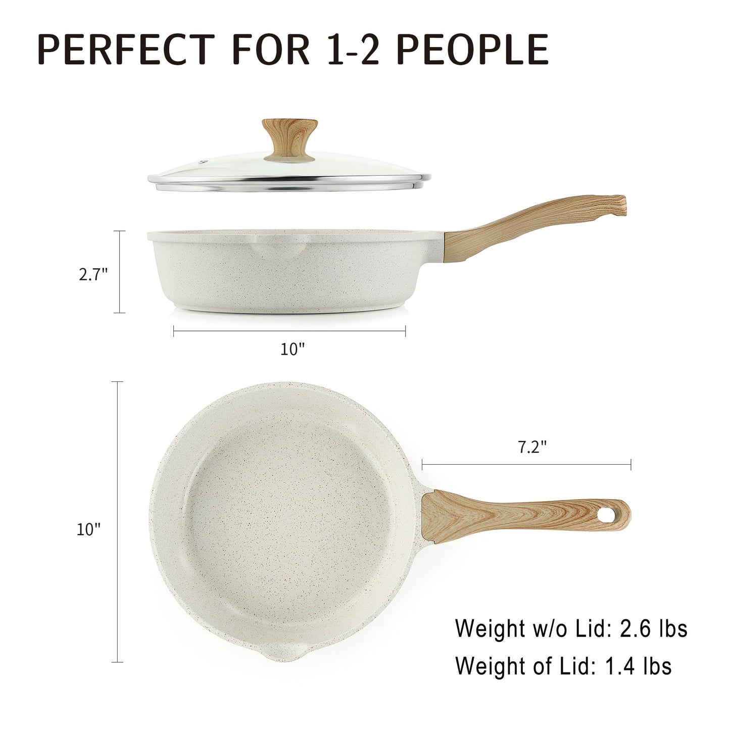 SENSARTE Nonstick Ceramic Saute Pan 10-Inch, Non-toxic Deep Frying Pan Skillet with Lid, Healthy Jumbo Cooker, Stay Cool Handle, Induction Compatible, PFOA & PFAS Free