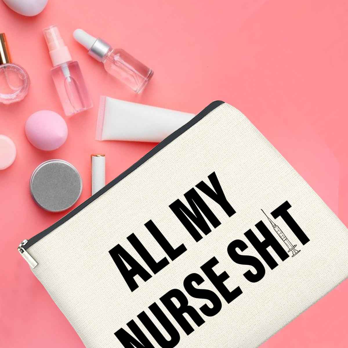 UPNEGE Funny Nurse Makeup Bag Gifts for Women, RN Nurse Practitioner Nursing Assistant Gifts Cosmetic Bag Zipper Pouch