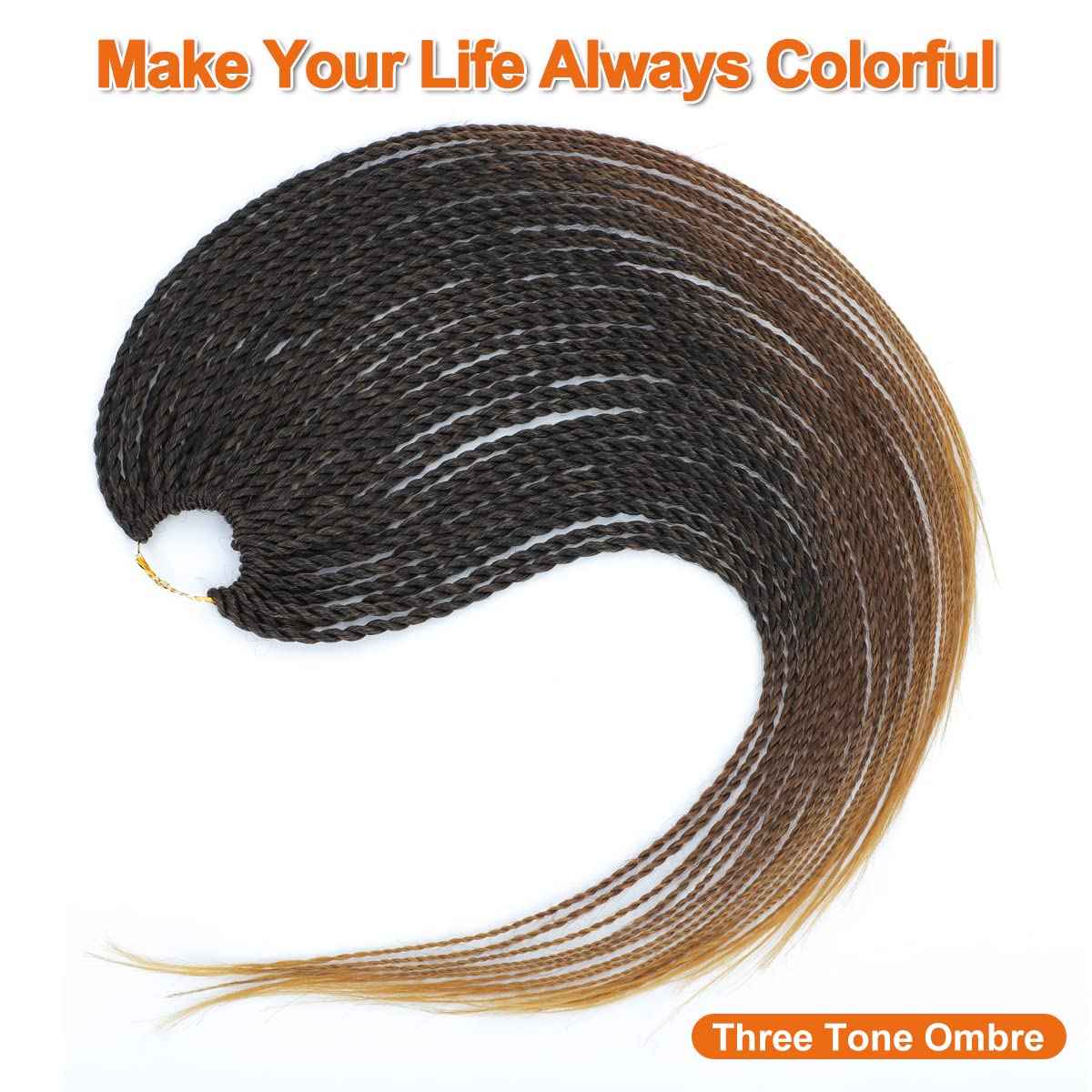 Ombre Crochet Hair Senegalese Twist 8 Packs Braids Crochet Hair, 35 Strands/Pack Small Crochet Twist Hot Water Setting, Pre-Lopped for Women (22 Inch, 1B/30/27)