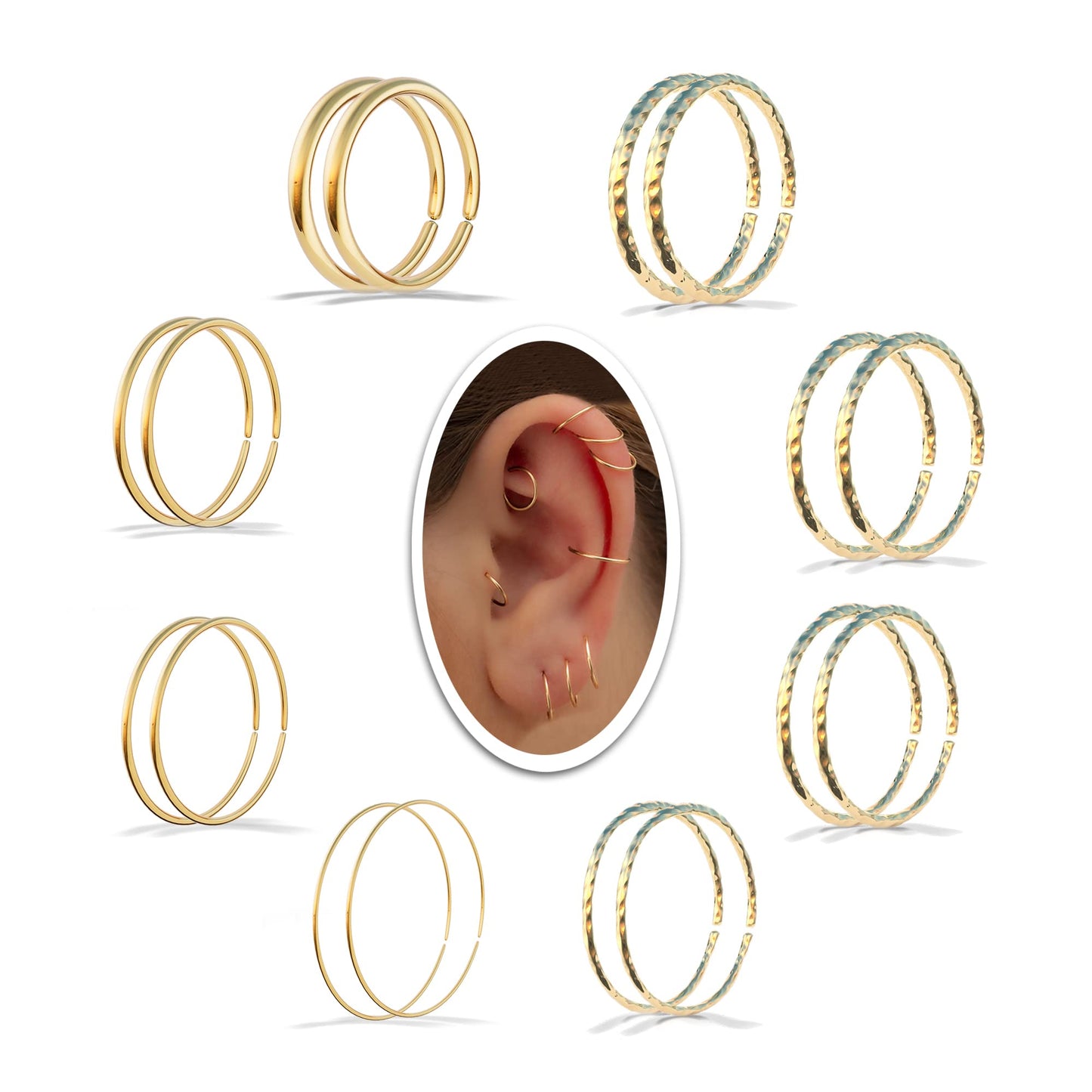 5mm Gold Cartilage Nose Helix Tragus Mini Huggie Hoop Earrings in 14k Gold-filled Snug Gold Nose Ring (Gold, 5mm 20 gauge / 1 pair)