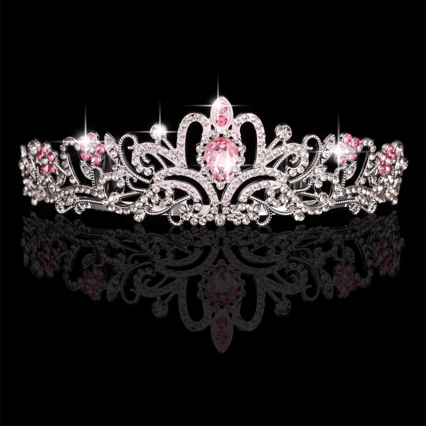 Kamirola - Crystal Tiara Crowns For Women Girls Princess Elegant Crown with Combs Women's Headbands Bridal Wedding Prom Birthday Party Headbands for Women(06) (SilPink06)