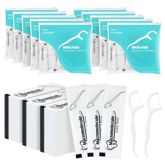 Individually Wrapped Dental Floss Picks Bulk Disposable Flossing Sticks Teeth Cleaning and Oral Care Travel Size Dental Tooth Floss Pack for Hotels, Weddings, Guests & Business Single Use (1000 Pack)