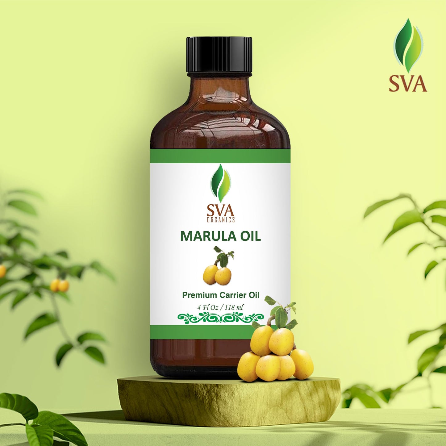 SVA Marula Seed Oil Organic - 4 Fl Oz – 100% Natural Cold Pressed Organic Marula Oil - for Face, Skin Care, Hair Care, Scalp Massage & Body Massage – Carrier Oil with Dropper