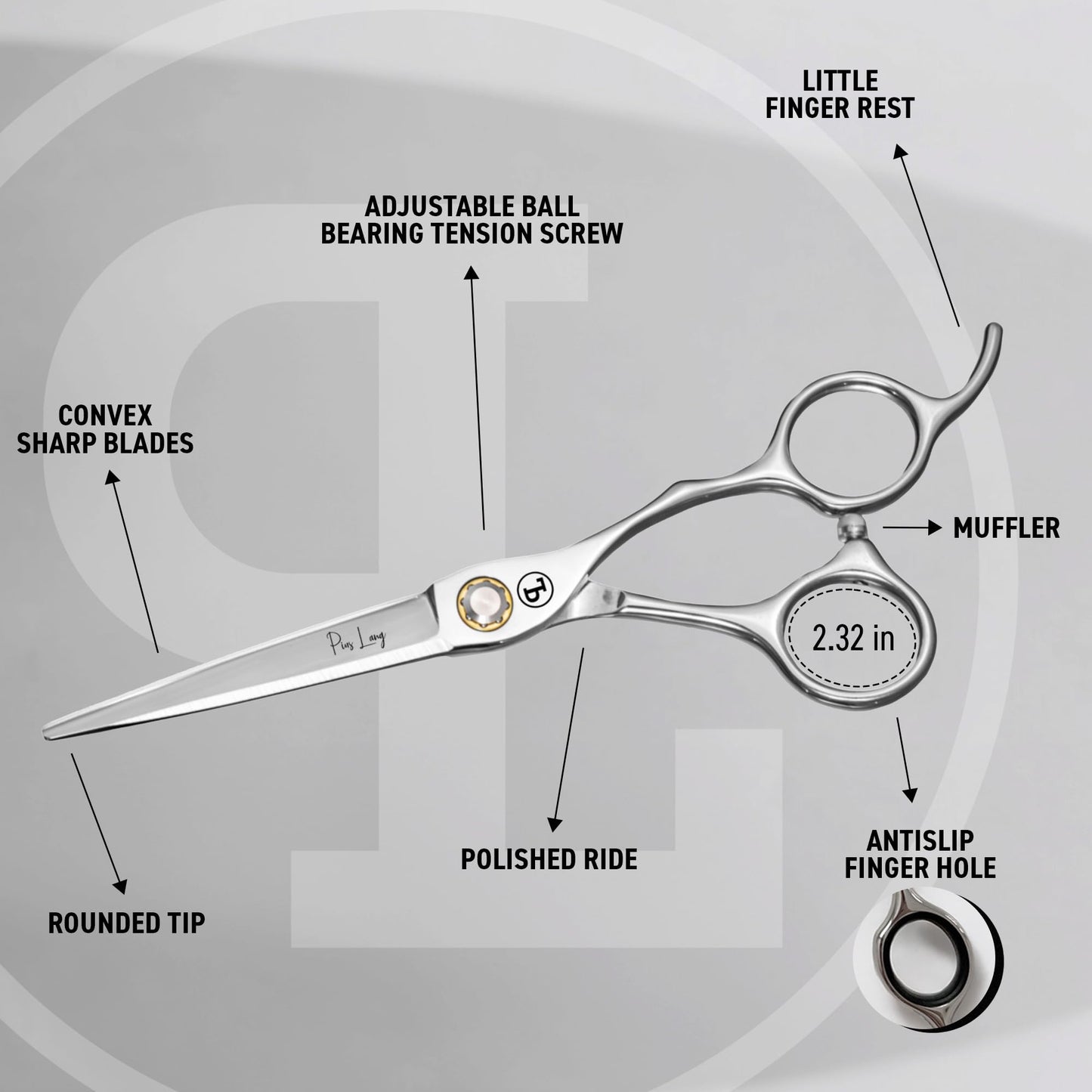 PIUS LANG - Professional Hair Cutting Scissors - Sharp Trimming Scissors for Haircuts 440A Stainless Steel - Hair Salon Supplies, Hair Styling Tools & Appliances for Men & Women