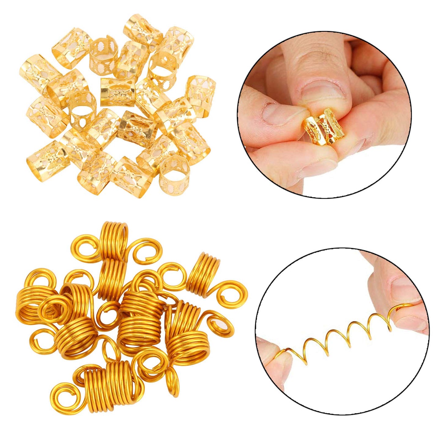 Tecbeauty 236 Pieces Hair Jewelry for Women Braids Rings Cuffs Clips Aluminum Beads Dreadlock Accessories-Box Storage